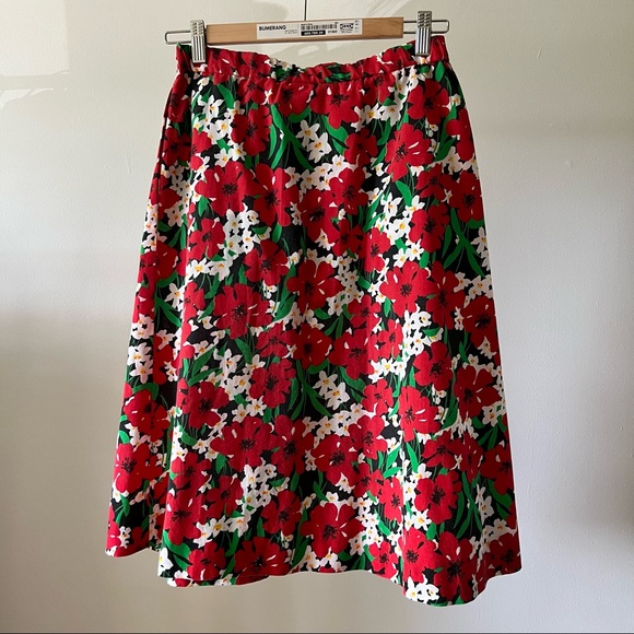 Vintage Floral Red Skirt - Picture 9 of 11